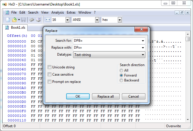 crack password protected excel file